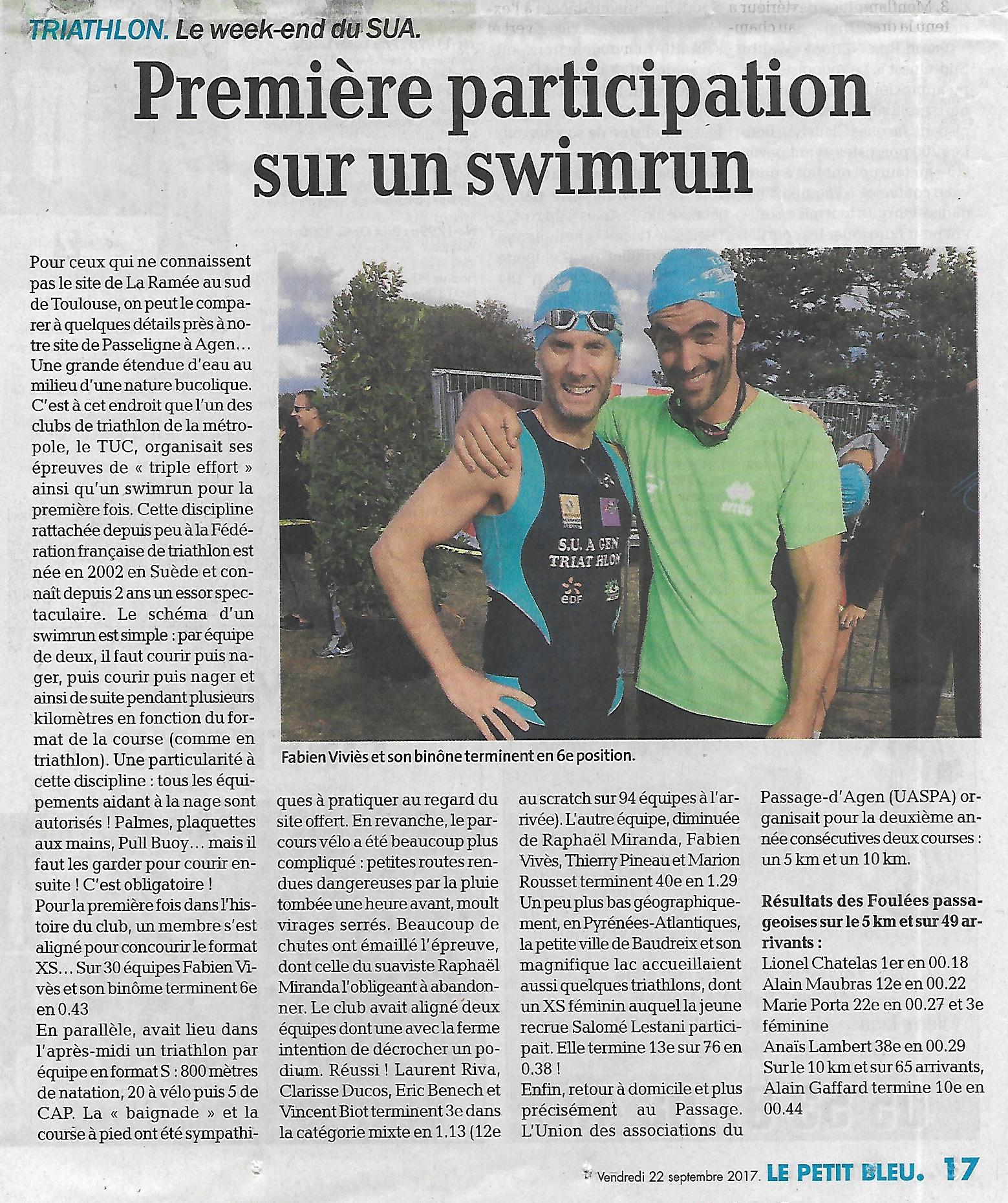 Le Petit Bleu du 22 septembre 2017