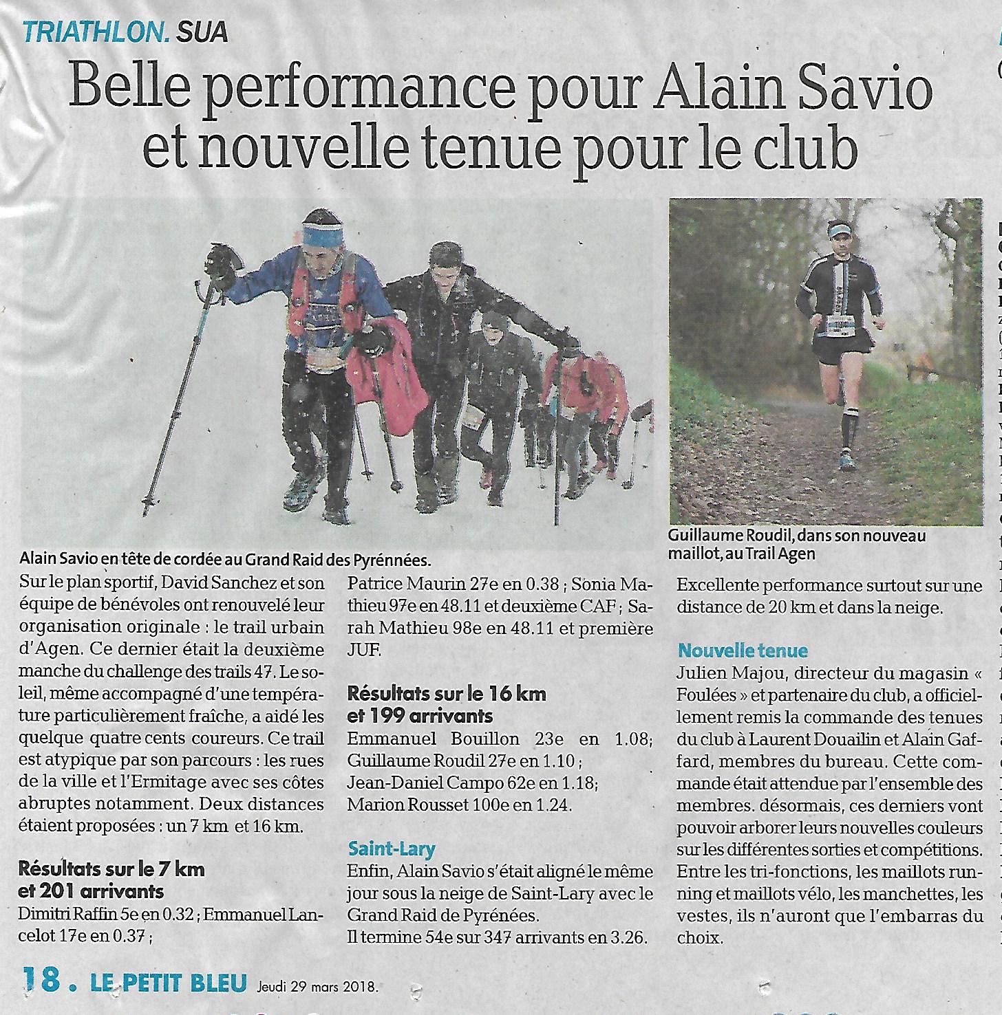 Le Petit Bleu du 29 mars 2018